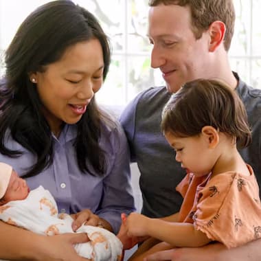 August Chang Zuckerberg at two months with her Family Photo